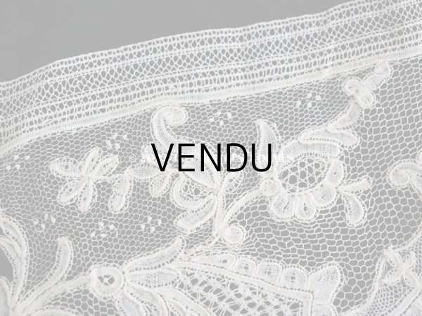 画像8: 19世紀　アンティーク レース　ポワン・ダングルテールのボーダー　花模様 45cm  幅12cm (8)