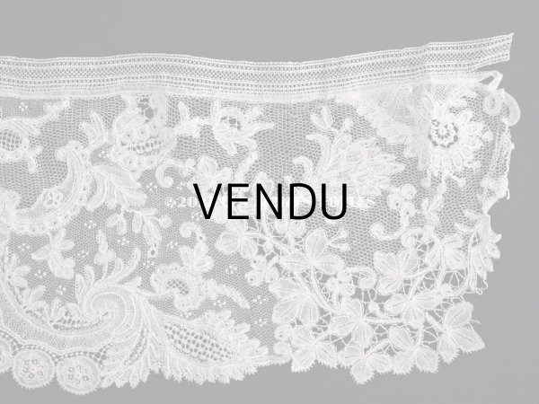 画像6: 19世紀　アンティーク レース　ポワン・ダングルテールのボーダー　花模様 45cm  幅12cm (6)