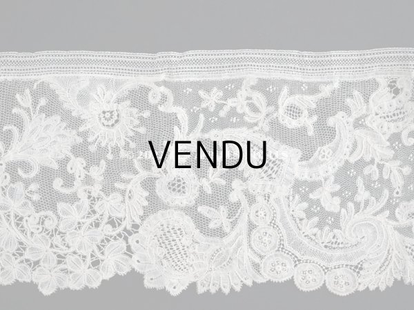 画像5: 19世紀　アンティーク レース　ポワン・ダングルテールのボーダー　花模様 45cm  幅12cm (5)
