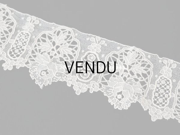 画像2: 19世紀末 アンティーク ニードルレース ポワンドガーズのボーダー 177cm 　幅4.2cm【ポワン・ド・ガーズ】  (2)