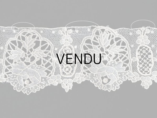 画像17: 19世紀末 アンティーク ニードルレース ポワンドガーズのボーダー 177cm 　幅4.2cm【ポワン・ド・ガーズ】  (17)