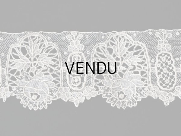 画像19: 19世紀末 アンティーク ニードルレース ポワンドガーズのボーダー 177cm 　幅4.2cm【ポワン・ド・ガーズ】  (19)