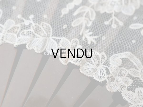 画像15: 19世紀　アンティーク ファン ポワンドローズ  【ポワン・ド・ローズ】【ポワン・ド・ガーズ】 (15)