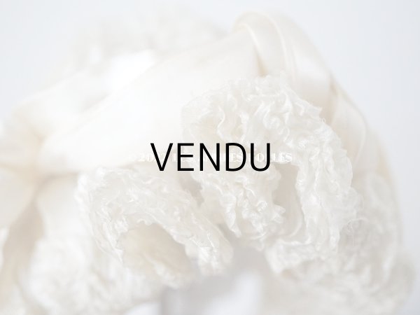 画像10: アンティーク ベビー用　ボネ　シルク製フリル生地＆シルク製サテンリボン (10)