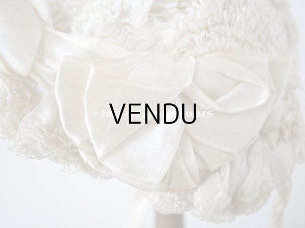 画像5: アンティーク ベビー用　ボネ　シルク製フリル生地＆シルク製サテンリボン (5)