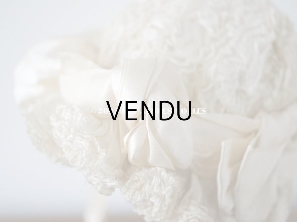 画像7: アンティーク ベビー用　ボネ　シルク製フリル生地＆シルク製サテンリボン (7)