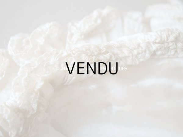 画像17: アンティーク ベビー用　ボネ　シルク製フリル生地＆シルク製サテンリボン (17)