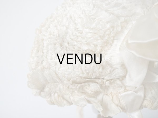 画像12: アンティーク ベビー用　ボネ　シルク製フリル生地＆シルク製サテンリボン (12)