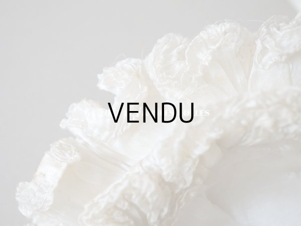 画像18: アンティーク ベビー用　ボネ　シルク製フリル生地＆シルク製サテンリボン (18)