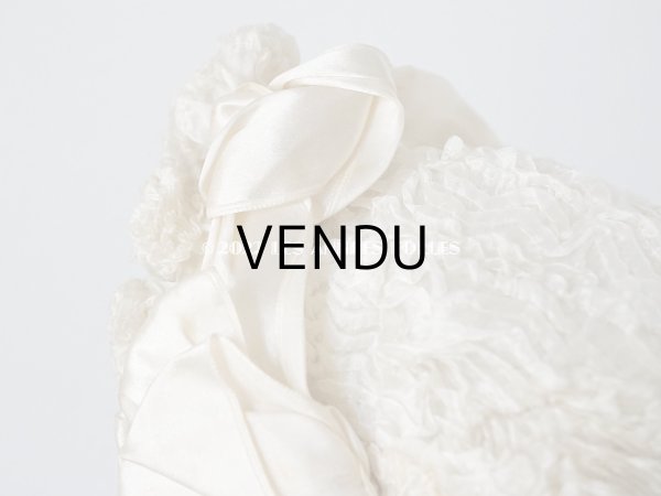 画像6: アンティーク ベビー用　ボネ　シルク製フリル生地＆シルク製サテンリボン (6)