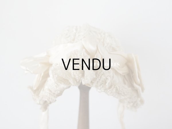 画像3: アンティーク ベビー用　ボネ　シルク製フリル生地＆シルク製サテンリボン (3)