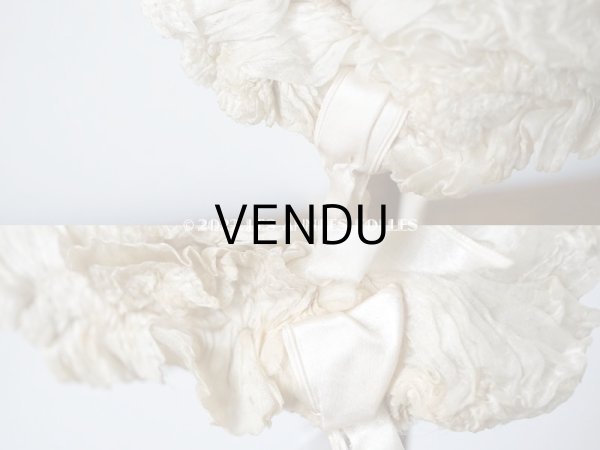 画像14: アンティーク ベビー用　ボネ　シルク製フリル生地＆シルク製サテンリボン (14)