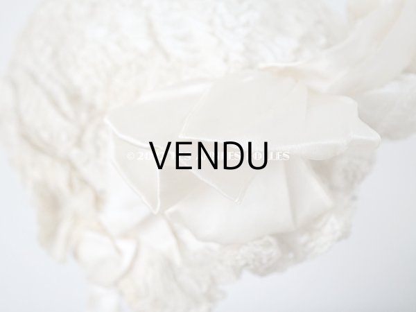 画像8: アンティーク ベビー用　ボネ　シルク製フリル生地＆シルク製サテンリボン (8)