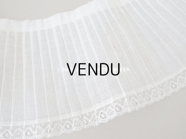 画像5: 1900年代 アンティーク 幅広 ドレスの裾  プリーツ入り レース付き 1.8m 幅13.1cm　コットンオーガンジー (5)