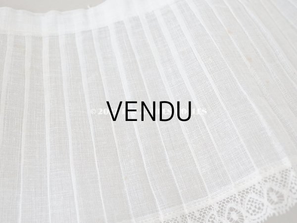 画像6: 1900年代 アンティーク 幅広 ドレスの裾  プリーツ入り レース付き 1.8m 幅13.1cm　コットンオーガンジー (6)