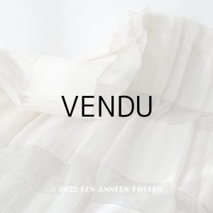 画像: 1910年代 アンティーク 幅広62cm ドレスの裾  約1.64m プリーツ入り　オーガンジー