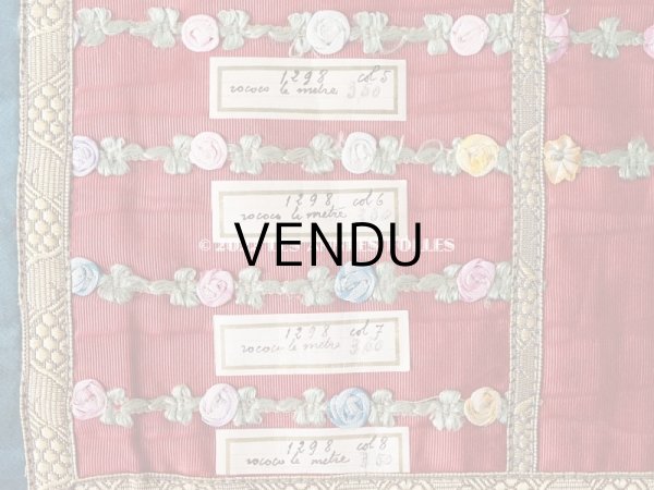 画像4: 1920年代 アンティーク ロココトリムのサンプラー　ロココリボン　 (4)