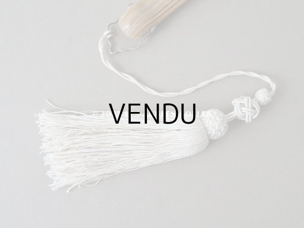 画像14: 1900年代 アンティーク  箱入り　天使の大きなファン シャンティイレース＆マザーオブパール (14)