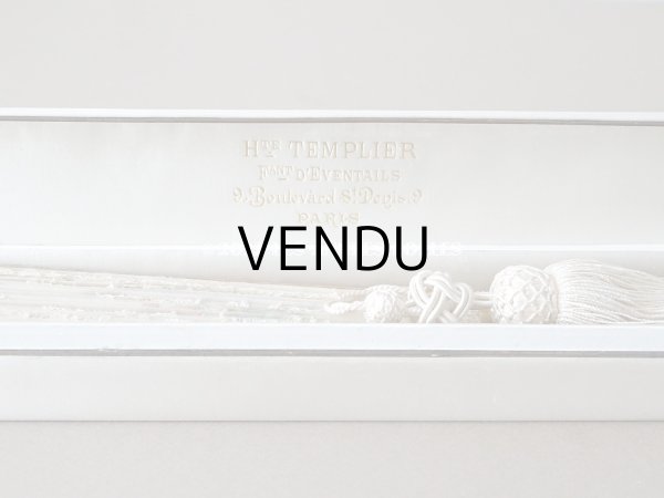 画像17: 1900年代 アンティーク  箱入り　天使の大きなファン シャンティイレース＆マザーオブパール (17)