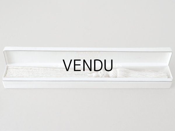 画像16: 1900年代 アンティーク  箱入り　天使の大きなファン シャンティイレース＆マザーオブパール (16)