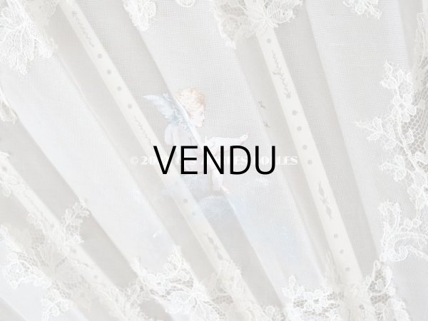 画像6: 1900年代 アンティーク  箱入り　天使の大きなファン シャンティイレース＆マザーオブパール (6)