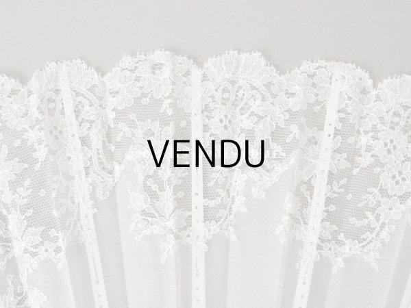 画像10: 1900年代 アンティーク  箱入り　天使の大きなファン シャンティイレース＆マザーオブパール (10)