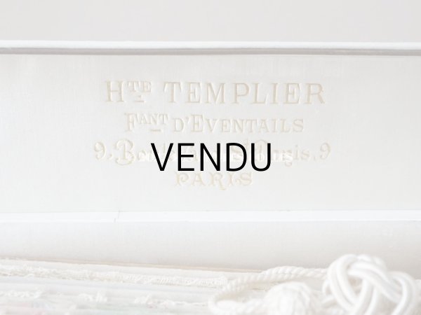 画像19: 1900年代 アンティーク  箱入り　天使の大きなファン シャンティイレース＆マザーオブパール (19)