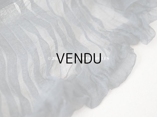 画像4: アンティーク  シルクオーガンジー　プリーツ&フリルリボン 黒 7cm幅   (4)