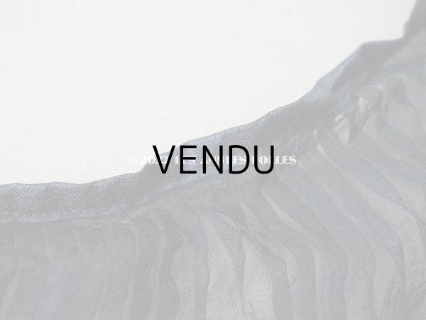 画像3: アンティーク  シルクオーガンジー　プリーツ&フリルリボン 黒 7cm幅   (3)