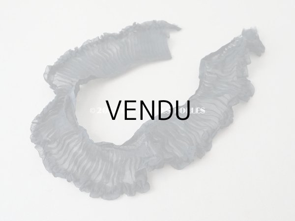 画像7: アンティーク  シルクオーガンジー　プリーツ&フリルリボン 黒 7cm幅   (7)