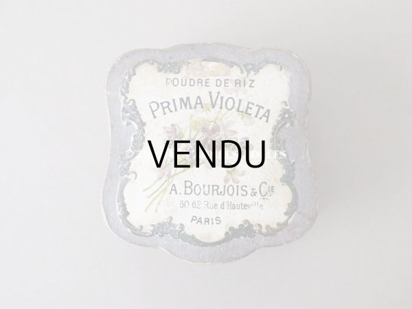 画像2: アンティーク パウダーボックス POUDRE DE RIZ PRIMA VIOLETA - BOURJOIS PARIS - (2)