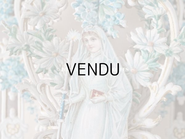 画像5: アンティーク  初聖体の立体カニヴェ 勿忘草 ポップアップ クロモ (5)