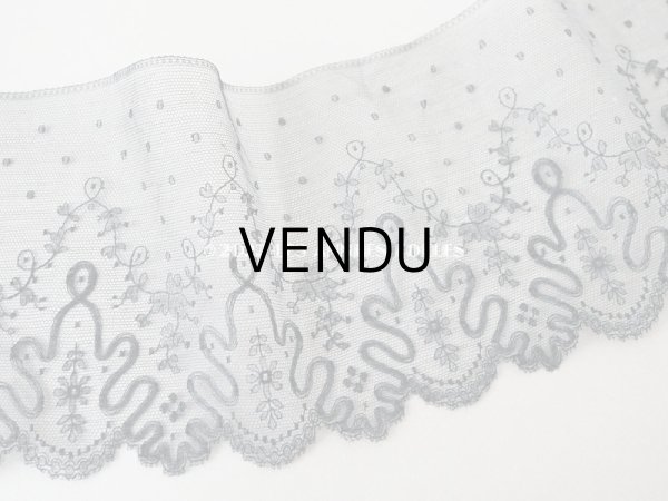 画像4: アンティーク 幅広レース 124cm 黒 約14cm幅 (4)