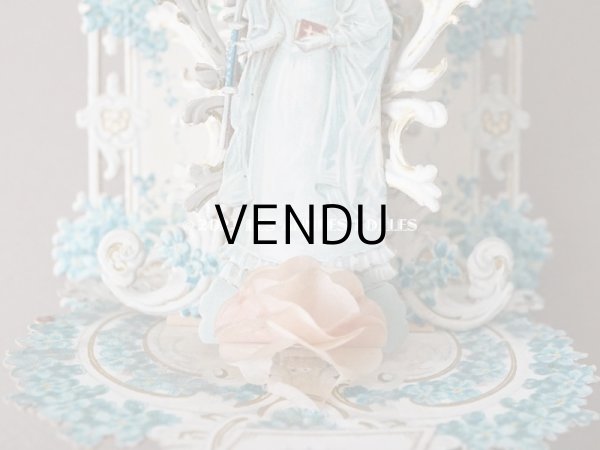 画像6: アンティーク  初聖体の立体カニヴェ 勿忘草 ポップアップ クロモ (6)