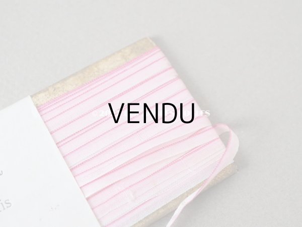 画像3: アンティーク  リボン刺繍 & ロココトリム用 シルク製 リボン 3.65m 極細3mm幅 淡いピンク  (3)