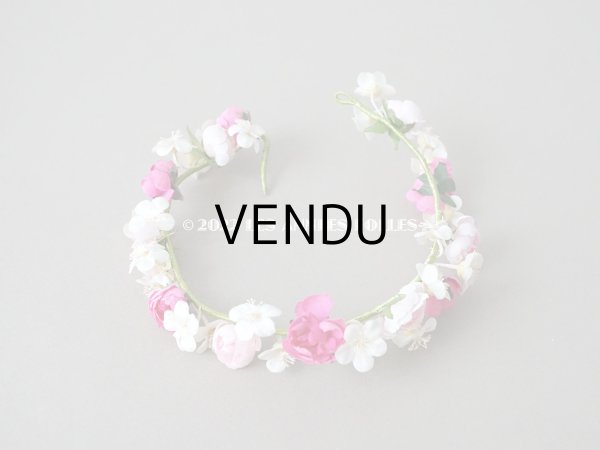 画像4: アンティーク ヴェールガールのティアラ　薔薇の布花の花冠 (4)