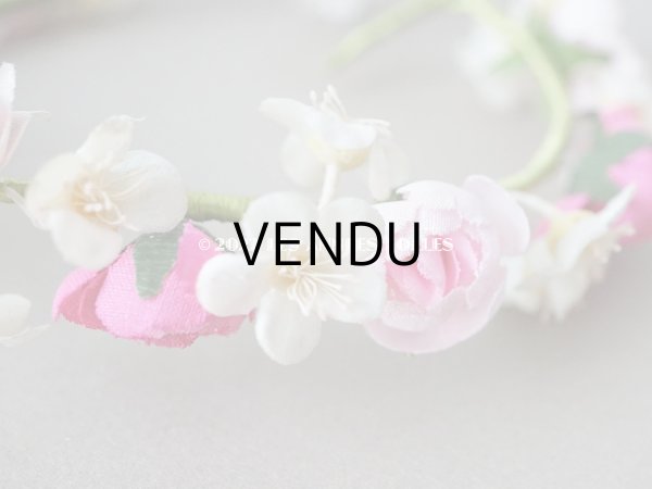 画像11: アンティーク ヴェールガールのティアラ　薔薇の布花の花冠 (11)