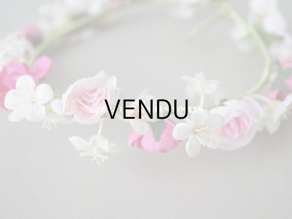 画像8: アンティーク ヴェールガールのティアラ　薔薇の布花の花冠 (8)
