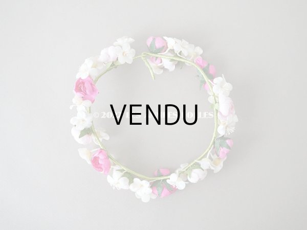 画像6: アンティーク ヴェールガールのティアラ　薔薇の布花の花冠 (6)