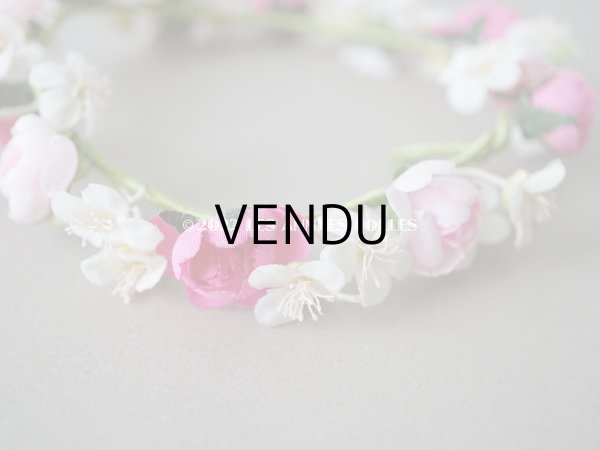 画像7: アンティーク ヴェールガールのティアラ　薔薇の布花の花冠 (7)