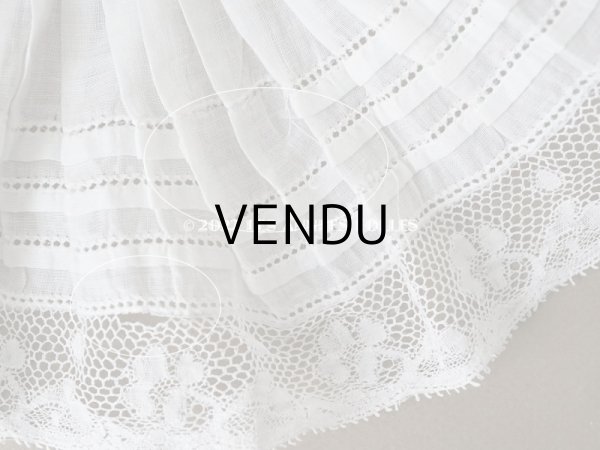 画像7: アンティーク  幅広プリーツの付け襟 レースの縁取り (7)