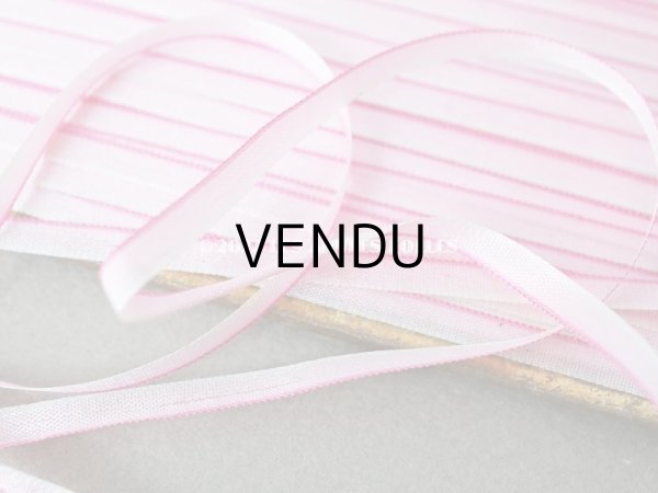 画像6: アンティーク  リボン刺繍 & ロココトリム用 シルク製 リボン 3.65m 極細3mm幅 淡いピンク  (6)