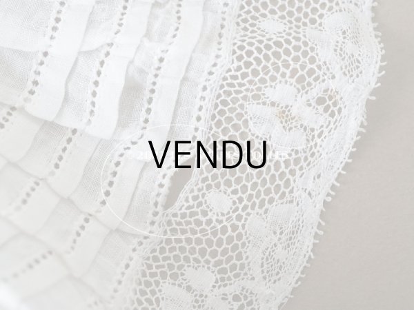 画像5: アンティーク  幅広プリーツの付け襟 レースの縁取り (5)