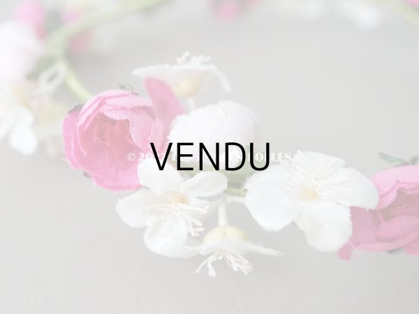 画像12: アンティーク ヴェールガールのティアラ　薔薇の布花の花冠 (12)