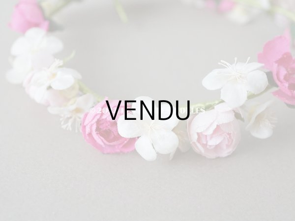 画像9: アンティーク ヴェールガールのティアラ　薔薇の布花の花冠 (9)