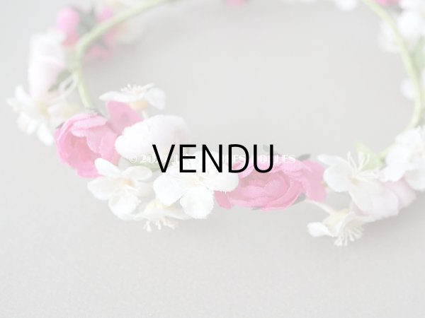 画像10: アンティーク ヴェールガールのティアラ　薔薇の布花の花冠 (10)