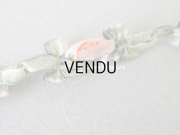 画像3: 未使用 1900年代 アンティーク シルク製  薔薇のロココトリム ピンクオレンジ　50cm (3)
