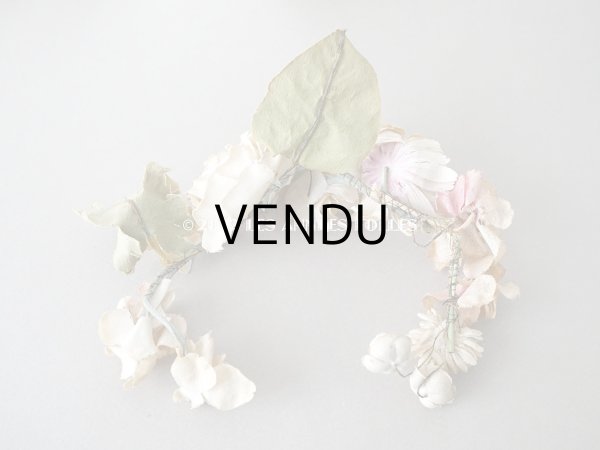 画像7: アンティーク ドールハット用 布花のリース　薔薇&マーガレット＆デイジー (7)