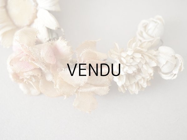 画像3: アンティーク ドールハット用 布花のリース　薔薇&マーガレット＆デイジー (3)