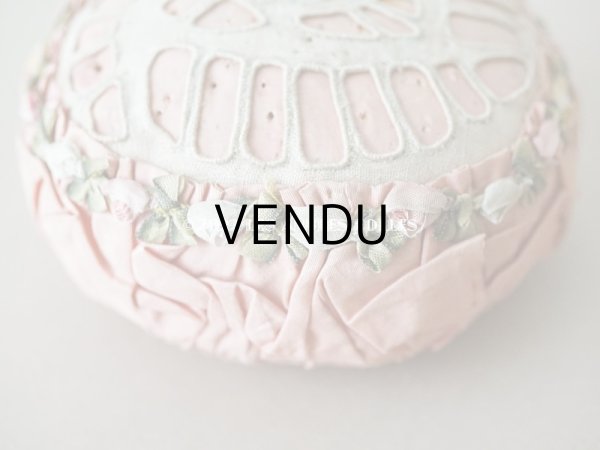画像5: アンティーク シルク製　5色の薔薇のロココトリム付き ピンクッション  (5)